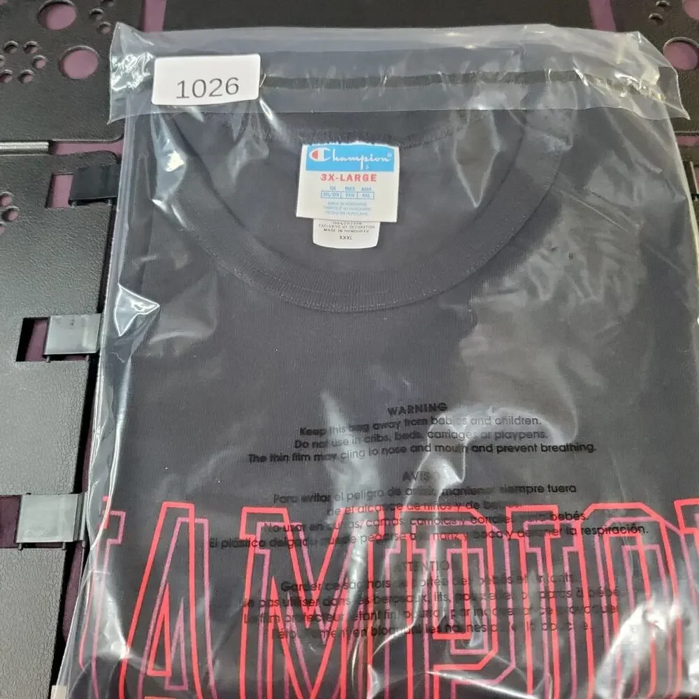 Champion T Shirt Mens 3XL Black Graphic Print Logo Casual Short Sleeve - Picture 9 of 9